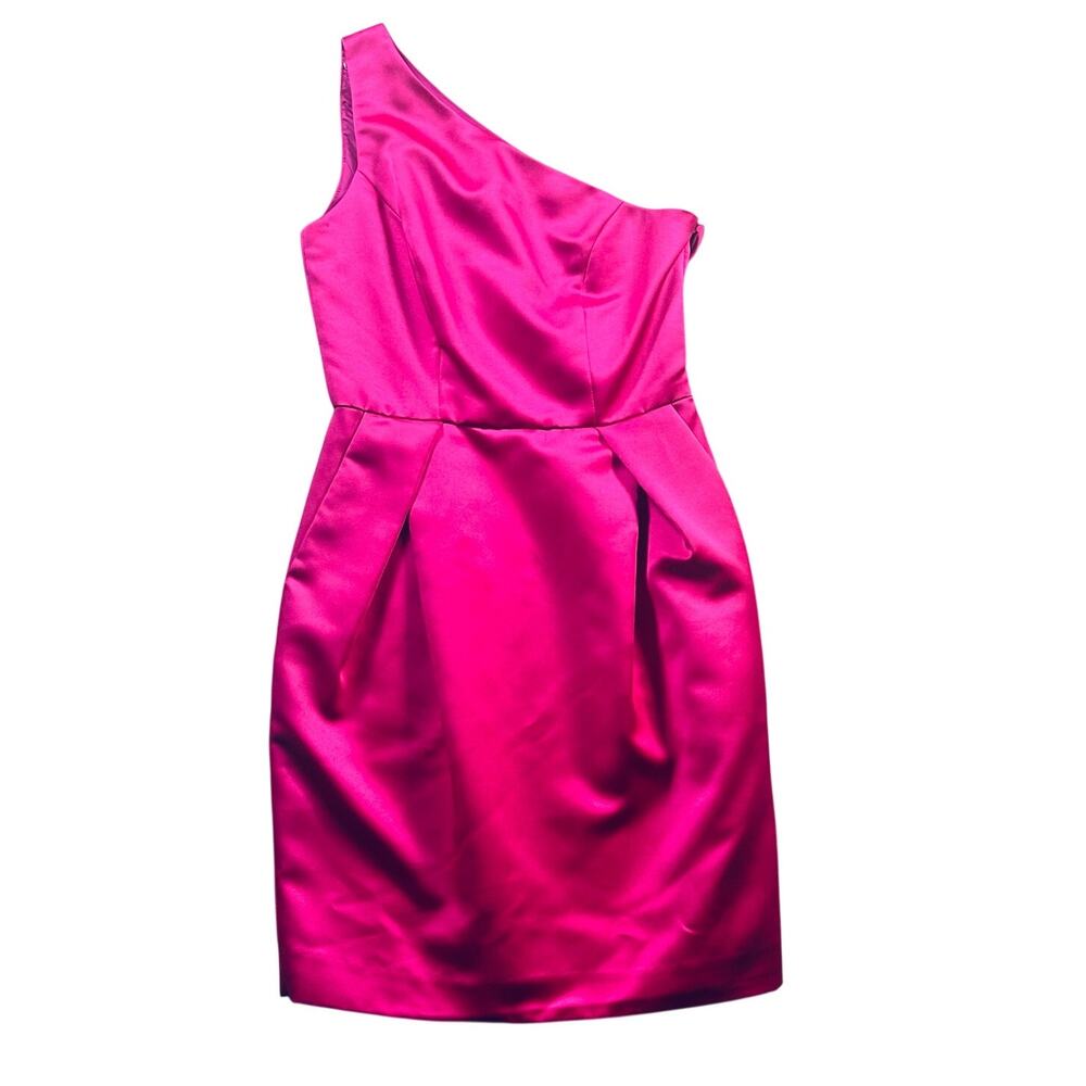 Badgley Mischka Hot Pink One Shoulder Party Dress Size 2 - Picture 4 of 8